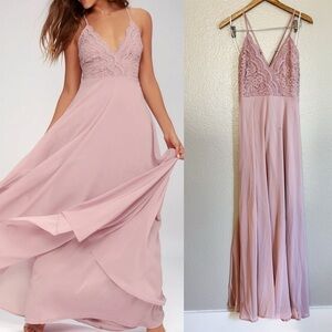 Madalyn Dusty Lavender Lace Maxi Dress